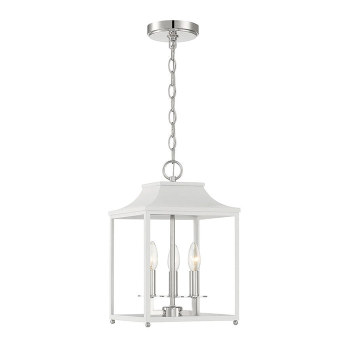 Savoy Meridian 3 Light Pendant, White/Polished Nickel - M30013WHPN