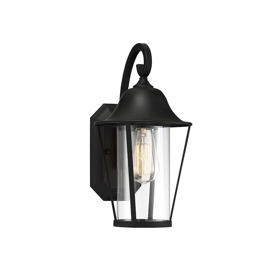 Meridian Modern 1 Light 14" Outdoor Wall Lantern, Matte Black/Clear - M50023BK