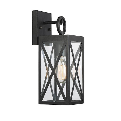 Meridian Farmhouse 1 Light Outdoor Wall Lantern, Black/Clear - M50027BK