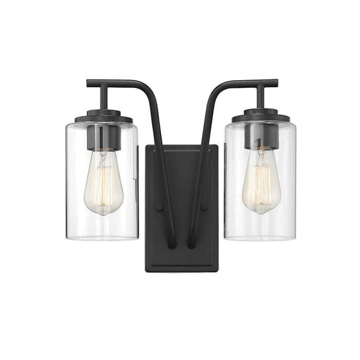 Meridian Farmhouse 2 Light Outdoor Wall Lantern, Matte Black/Clear - M50042BK