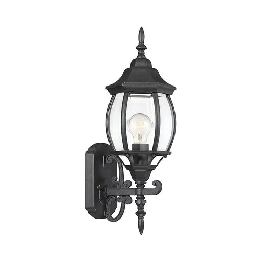 Meridian Transitional 1 Light 7" Outdoor Wall Lantern, Black/Clear - M50054BK