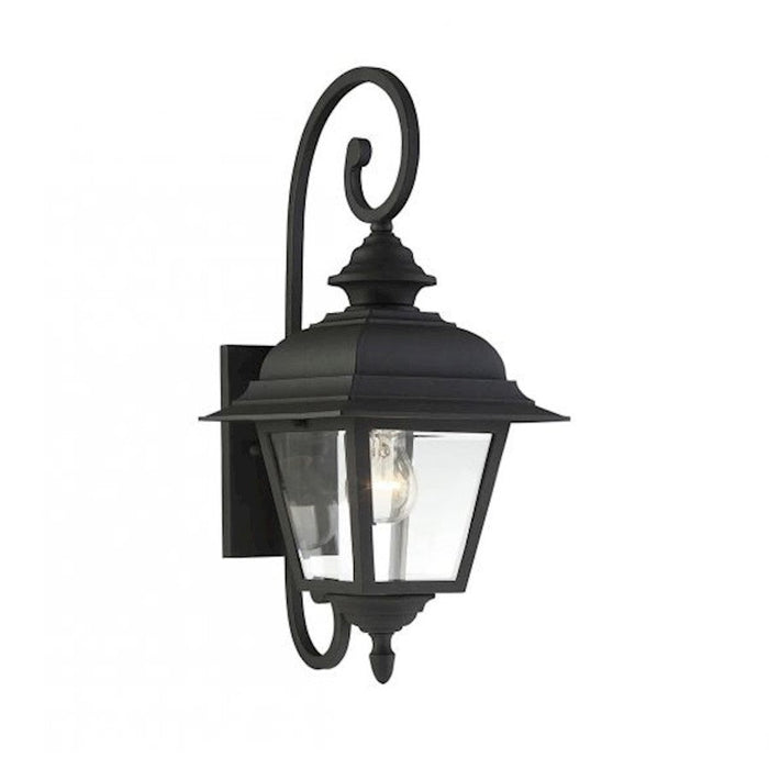 Savoy Meridian 1 Light Outdoor Wall Lantern, Textured Black/Clear