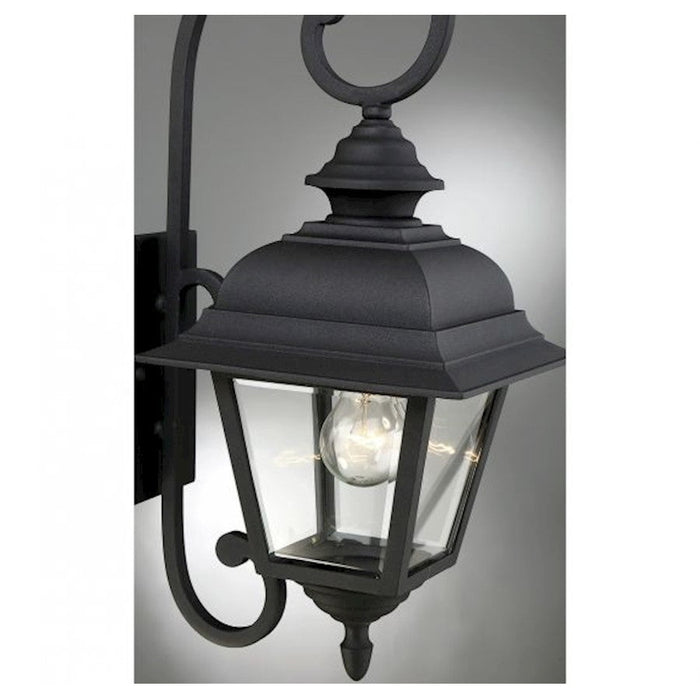 Savoy Meridian 1 Light Outdoor Wall Lantern, Textured Black/Clear