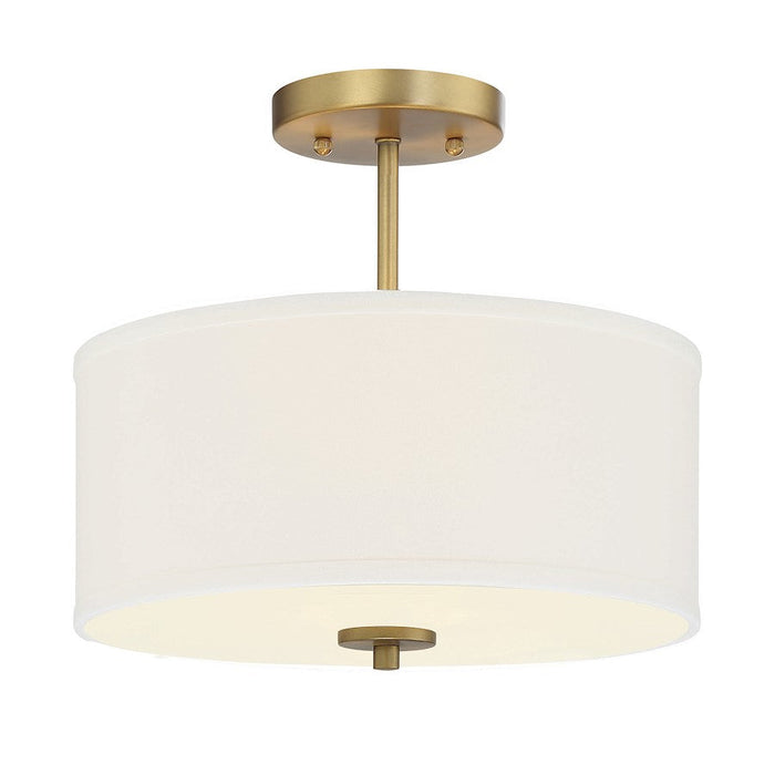 Meridian Modern 2 Light Semi Flush Mount, Natural Brass - M60008NB