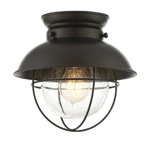 Meridian Farmhouse 1 Light Flush Mount, Bronze/Clear Seeded - M60009ORB