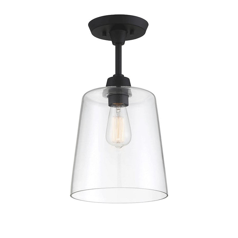 Meridian Transitional 1 Light 17" Semi Flush Mount, Black/Clear - M60010MBK