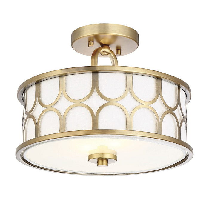 Meridian Mid-Century Modern 2 Light Semi Flush Mount, Brass - M60015NB