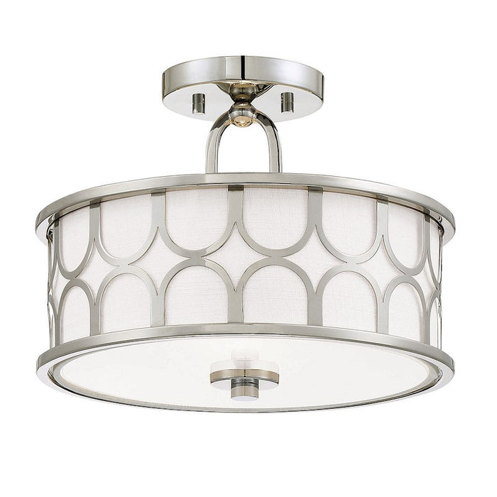 Meridian Mid-Century Modern 2 Light Semi Flush Mount, Polished Nickel - M60015PN