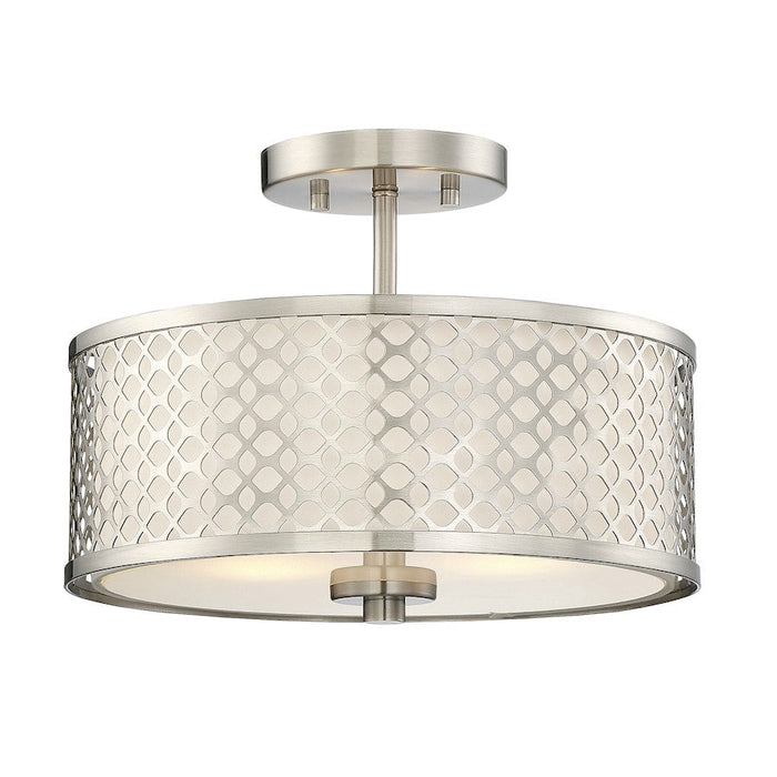 Meridian Modern 2 Light Semi Flush Mount, Brushed Nickel/Shield - M60016BN