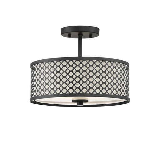 Meridian Transitional 2 Light Semi Flush Mount, Matte Black/Shield - M60016MBK