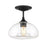 Meridian Modern 1 Light Semi Flush Mount, Matte Black/Clear - M60017MBK