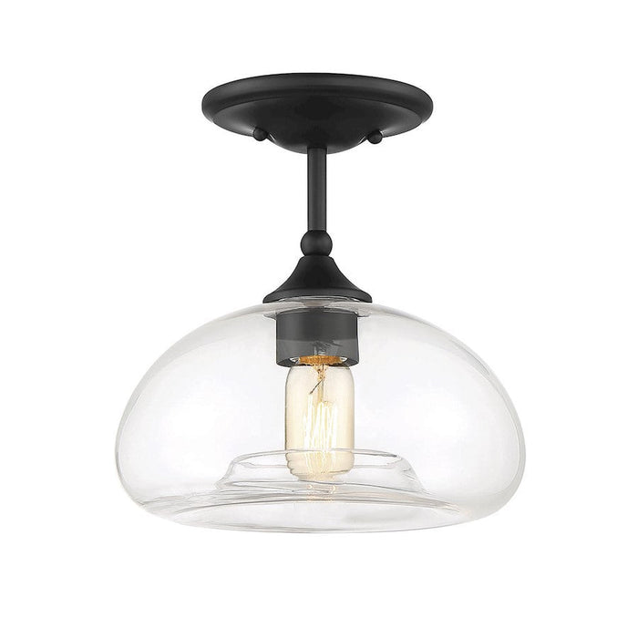 Meridian Modern 1 Light Semi Flush Mount, Matte Black/Clear - M60017MBK