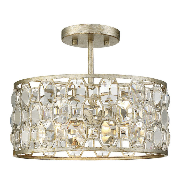 Meridian Shabby Chic 2 Light Semi Flush Mount, Silver Gold - M60033SG