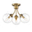 Meridian Mid-Century Modern 3 Light Semi Flush Mount, Brass/Clear - M60060NB