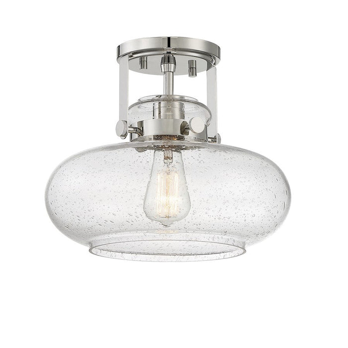 Meridian Traditional 1 Light Semi Flush Mount, Polished Nickel/Clear - M60064PN