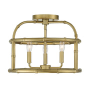 Meridian Shabby Chic 3 Light Semi Flush Mount, Burnished Brass - M60066BB