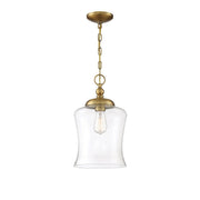 Meridian Modern 1 Light 16" Pendant, Natural Brass/Clear - M70019NB