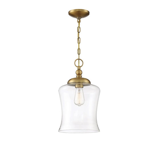 Meridian Modern 1 Light 16" Pendant, Natural Brass/Clear - M70019NB