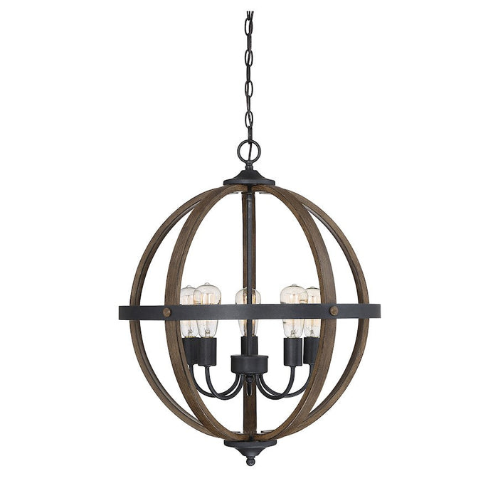 Meridian Farmhouse 5 Light Chandelier, WoodBlack - M70041WB