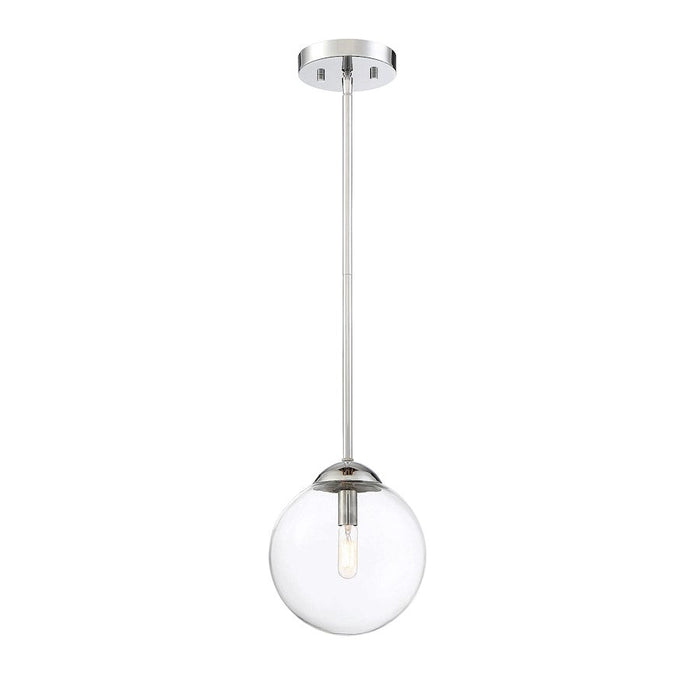 Meridian Industrial 1 Light Mini Pendant, Chrome/Clear - M70067CH