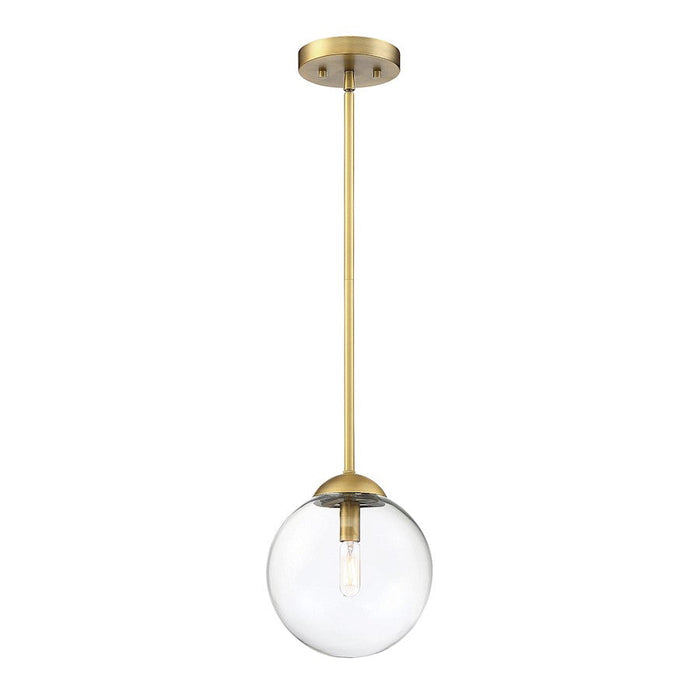 Meridian Industrial 1 Light Mini Pendant, Natural Brass/Clear - M70067NB