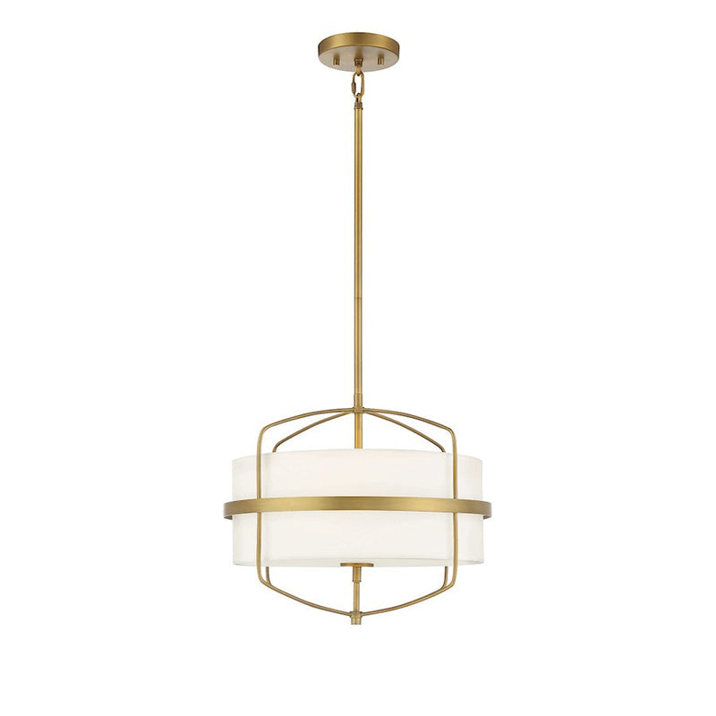 Meridian Modern 3 Light 13" Pendant, Natural Brass - M70101NB
