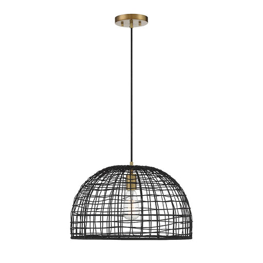 Meridian Bohemian 1 Light Pendant, Black/Natural Brass Accents - M70105BRNB