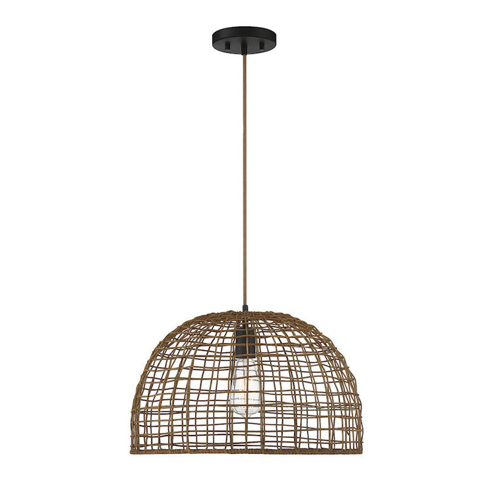 Meridian Bohemian 1 Light Pendant, Dark Rattan/Dark Brown Socket - M70105DR