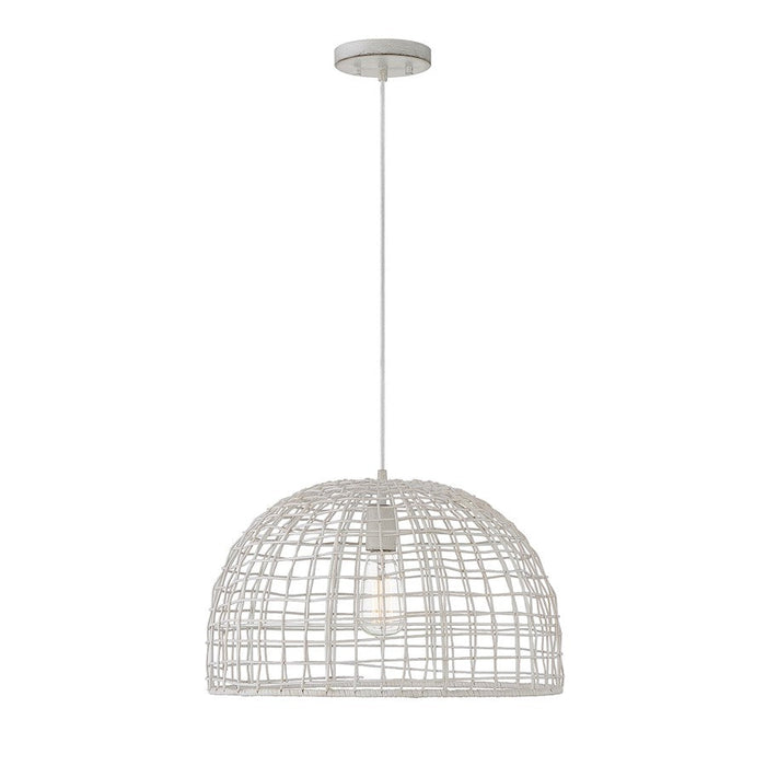 Meridian Modern 1 Light 12" Pendant, White Rattan/White Socket - M70105WR