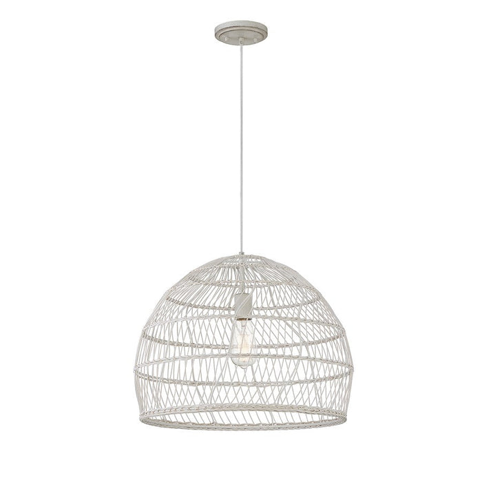 Meridian Modern 1 Light 16" Pendant, White Rattan/White Socket - M70106WR