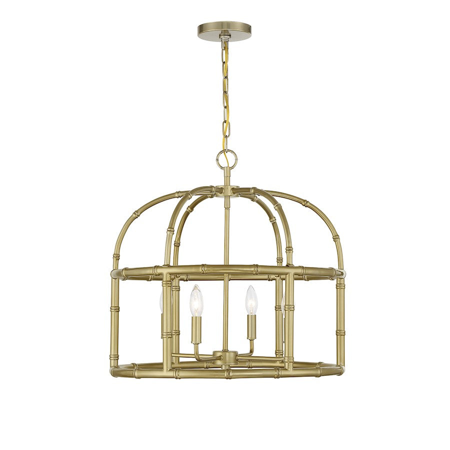 Meridian Bohemian 4 Light 20" Pendant, Burnished Brass - M70116BB