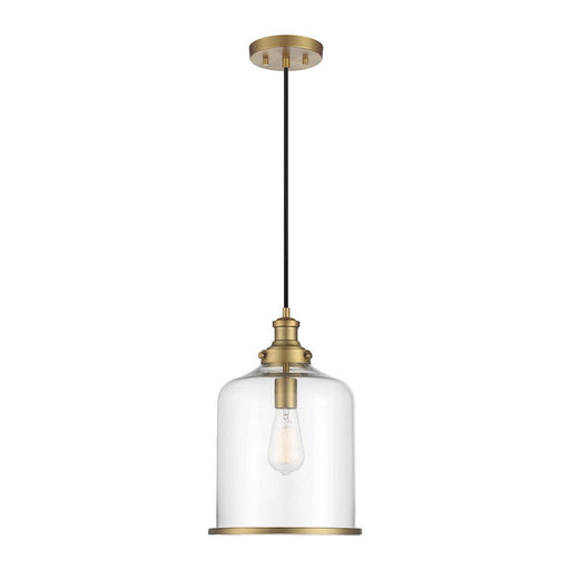 Meridian Vintage 1 Light 12.75" Pendant, Natural Brass/Clear