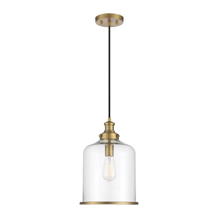 Meridian Vintage 1 Light 12.75" Pendant, Natural Brass/Clear