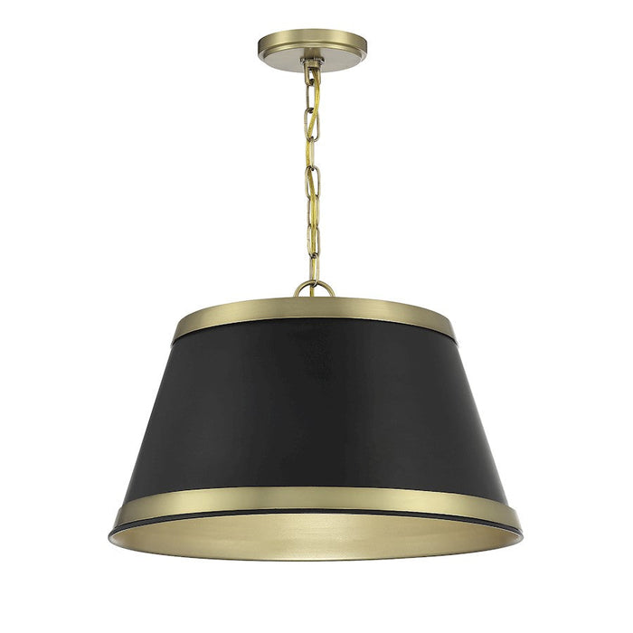 Meridian Vintage 3 Light 12" Pendant, Matte Black/Natural Brass - M7013MBKNB