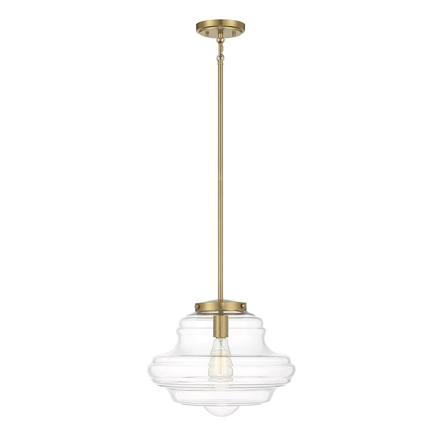 Meridian Vintage 1 Light 11" Pendant, Natural Brass/Clear - M7022NB