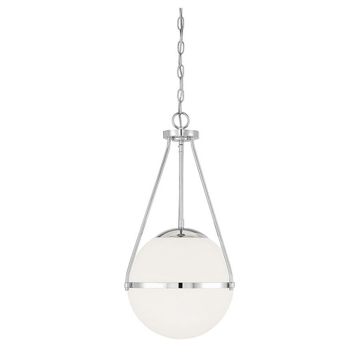 Savoy Meridian 1 Light Pendant, Chrome/White - M7025CH