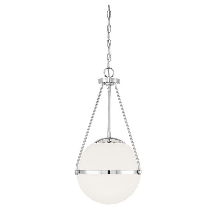 Savoy Meridian 1 Light Pendant, Chrome/White - M7025CH