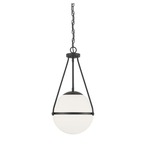 Savoy Meridian 1 Light Pendant, Matte Black/White - M7025MBK