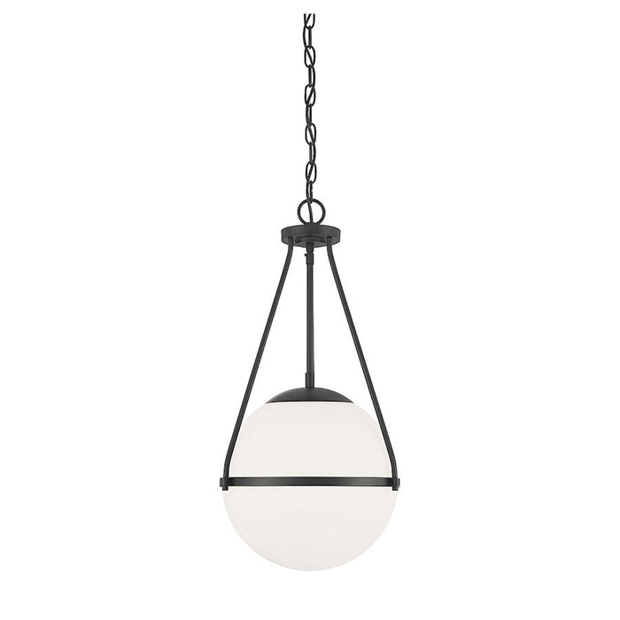 Savoy Meridian 1 Light Pendant, Matte Black/White - M7025MBK