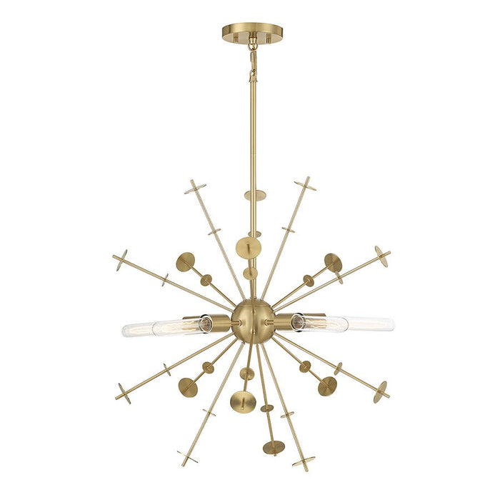 Savoy Meridian 5 Light 26" Pendant, Natural Brass - M7027NB