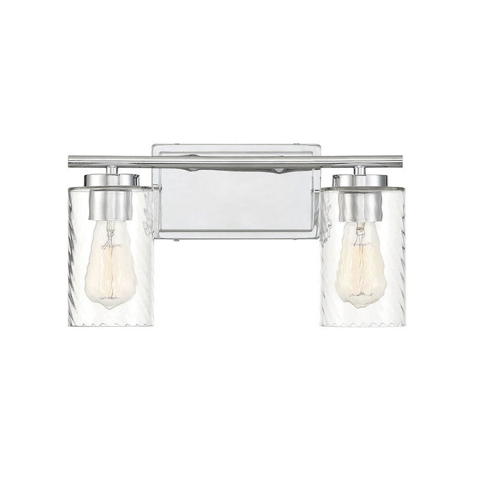 Meridian Transitional 2 Light Bathroom Vanity, Chrome/Clear Swirl - M80037CH