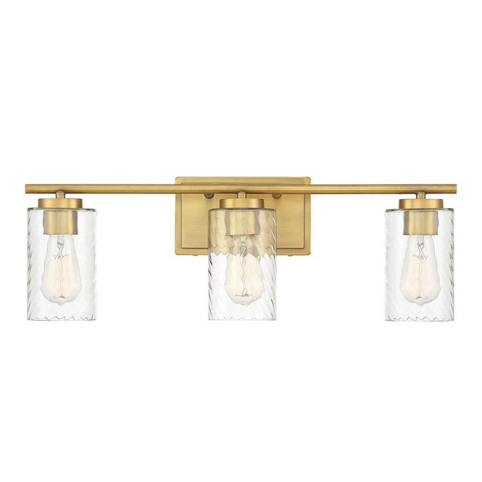 Meridian Transitional 3 Light Bathroom Vanity, Brass/Clear Swirl - M80038NB