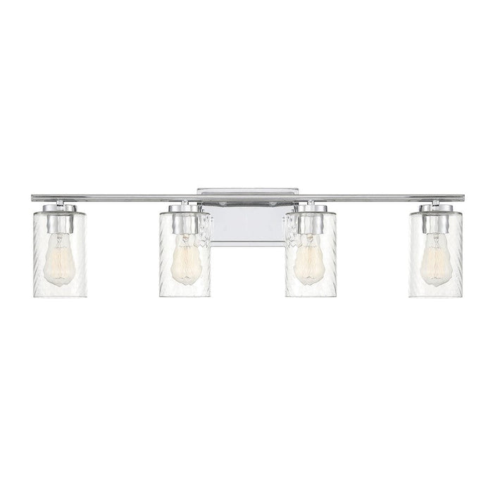 Meridian Transitional 4 Light Bathroom Vanity, Chrome/Clear Swirl - M80039CH