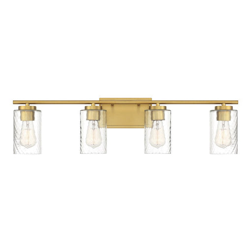 Meridian Transitional 4 Light Bathroom Vanity, Brass/Clear Swirl - M80039NB