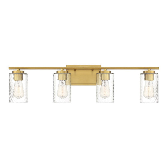 Meridian Transitional 4 Light Bathroom Vanity, Brass/Clear Swirl - M80039NB