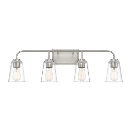 Meridian Industrial 4 Light 9" Bathroom Vanity, Nickel/Clear - M80045BN