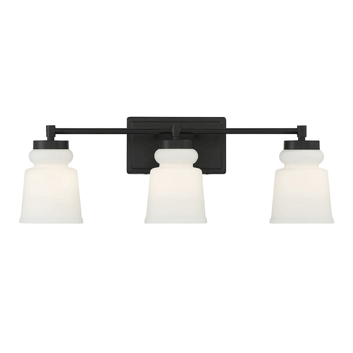 Meridian Contemporary 3 Light 8" Bathroom Vanity, Matte Black/Milk - M80058MBK