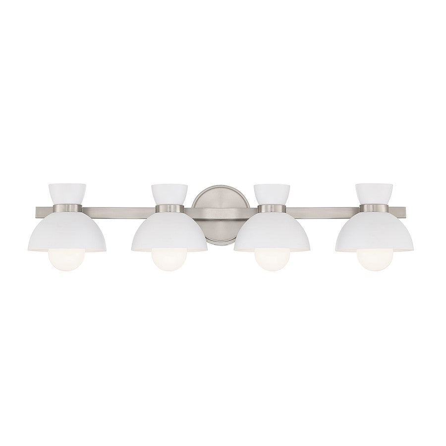 Savoy Meridian 4 Light Bathroom Vanity, Brushed Nickel - M80076BN