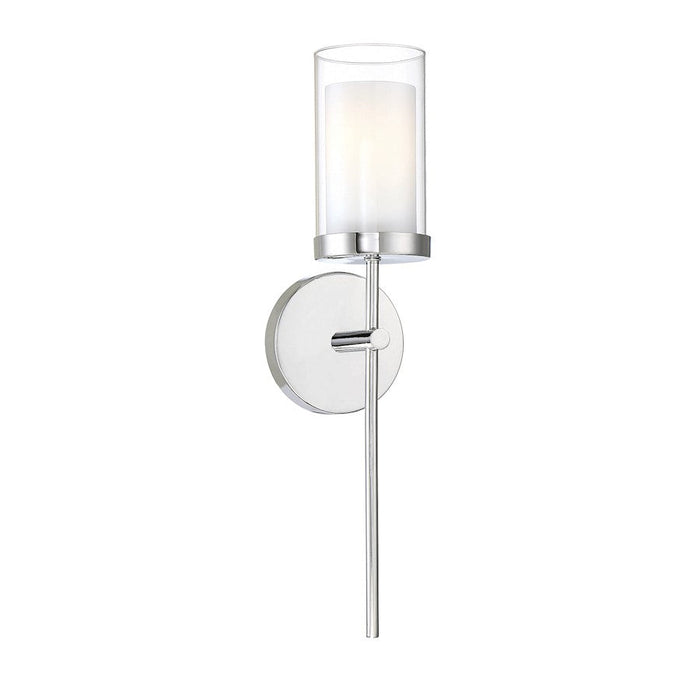 Meridian Modern 1 Light Wall Sconce, Chrome/White - M90016CH