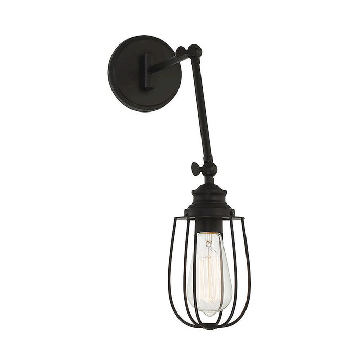 Meridian Industrial 1 Light 11" Adjustable Wall Sconce, Black - M90022MBK